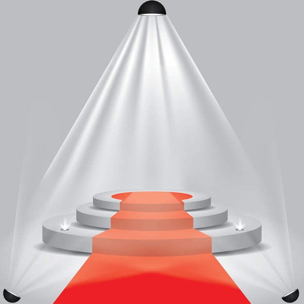 Du Tapis Rouge Au Podium Avec Des Projecteurs