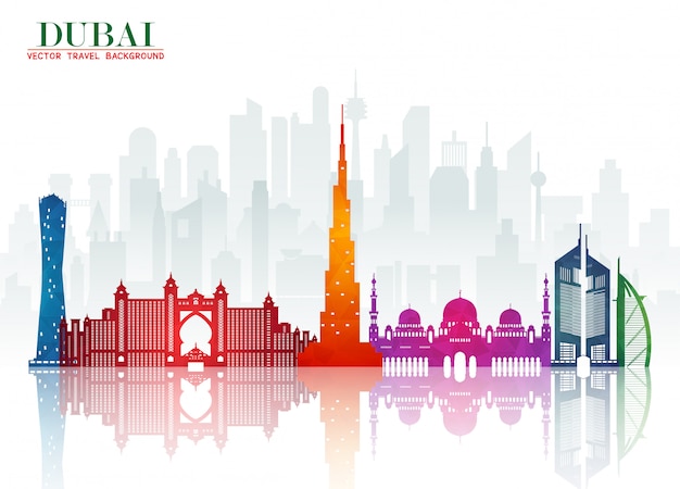 Dubaï Landmark Global Travel And Journey fond de papier. .