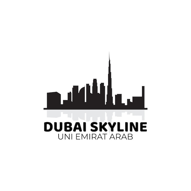 Dubai Skyline Silhouette Logo Vecteur Icône Symbole Illustration Design