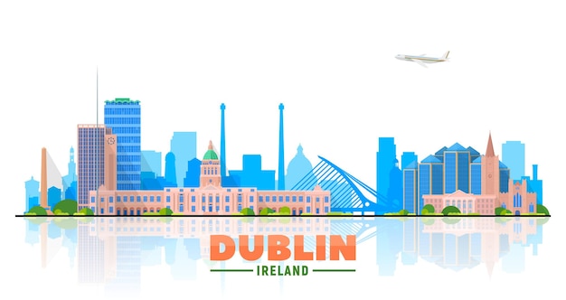 Dublin, (irlande) Ville Skyline Vector Illustration Fond Blanc. Concept De Voyage D'affaires Et De Tourisme Avec Des Bâtiments Modernes. Image Pour Présentation, Bannière, Site Web.