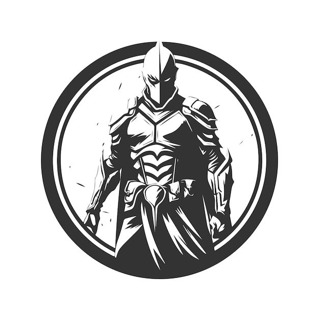 dueliste de l'ombre viridienne, concept d'art de ligne de logo vintage couleur noir et blanc, illustration dessinée à la main