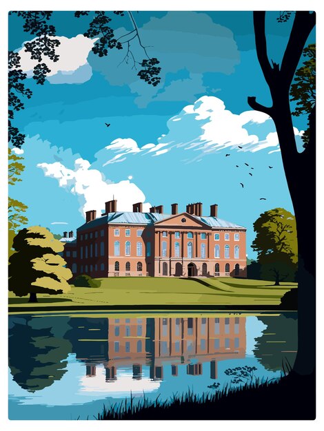 Vecteur dunham massey affiche de voyage vintage souvenir carte postale peinture de portrait illustration wpa