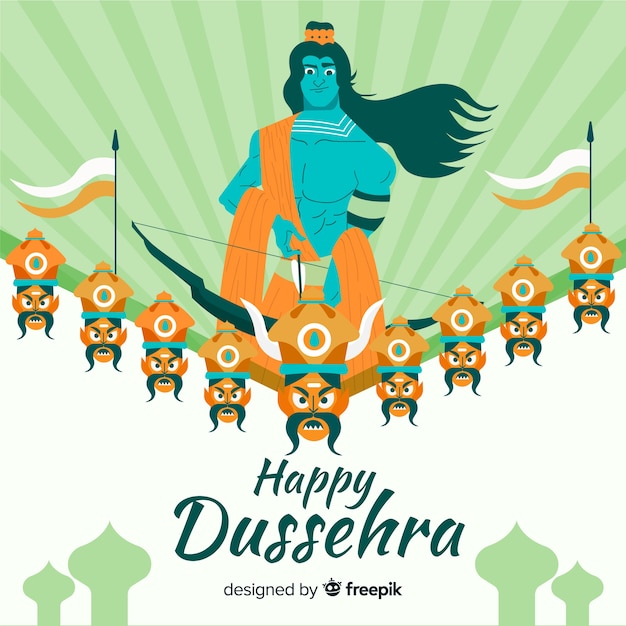 Dussehra Heureux Fond Style Dessiné à La Main