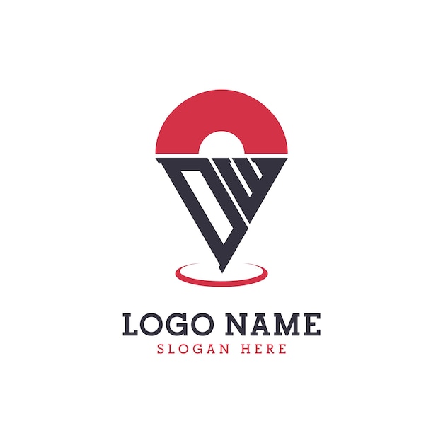 DW Location Icon Design Logo moderne DW Pinpoint pour les applications de cartes de navigation et les entreprises basées sur la localisation