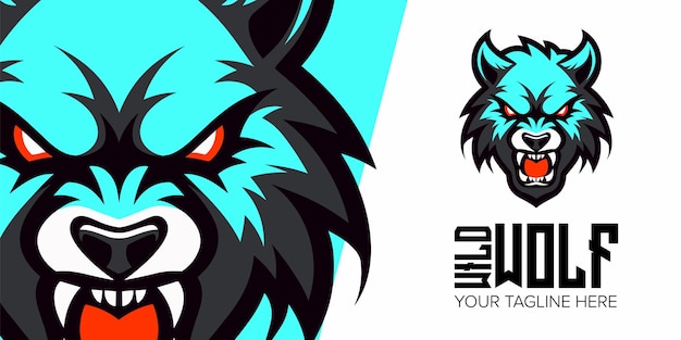 Dynamic Wolf Emblem Concept de logo minimaliste pour l'athlétisme et l'e-sport