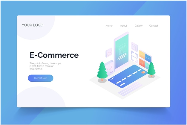 E-commerce Isométrique. Modèle De Page De Destination