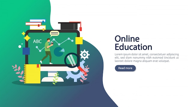 E-learning, E-book ou concept d'éducation en ligne pour bannière