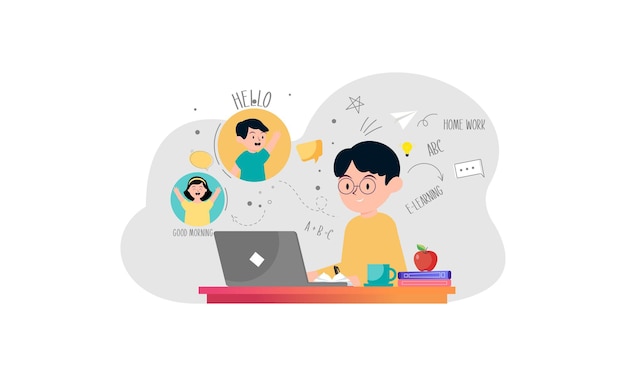 E-learning, Illustration De Concept D'éducation En Ligne