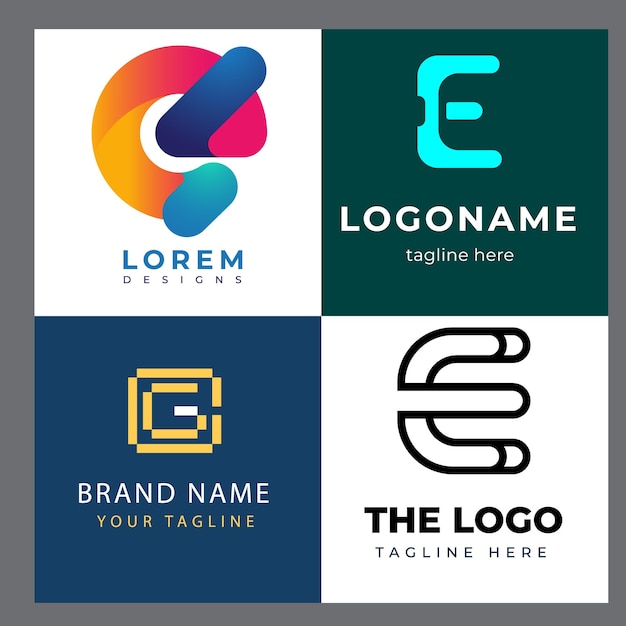 e lettre de l'alphabet initiale conception de gradient coloré marque d'entreprise société logo abstrait de