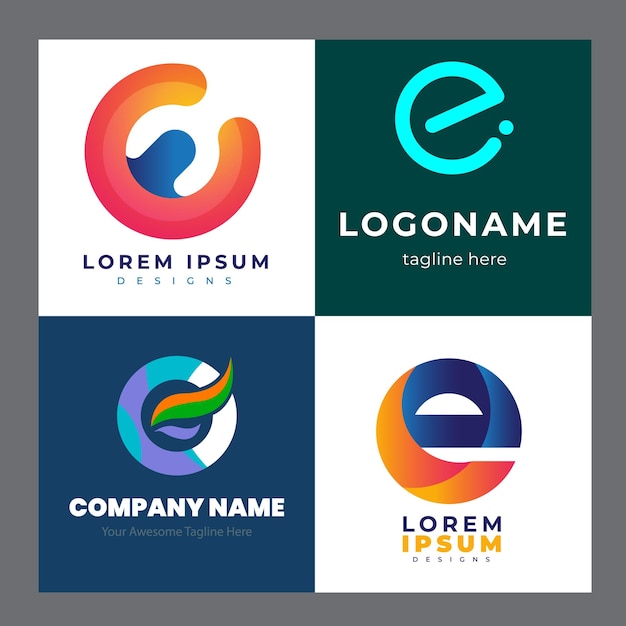 e lettre de l'alphabet initiale conception de gradient coloré marque d'entreprise société logo abstrait de
