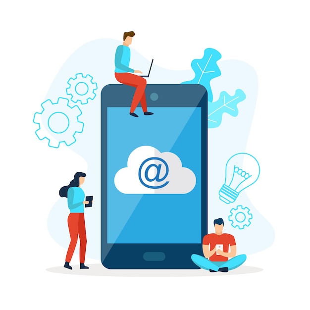 Vecteur e-mails de téléphone mobile avec cloud