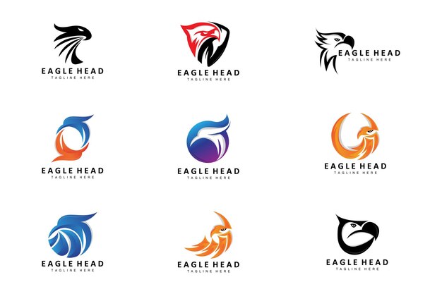 Eagle Head Logo Design Flying Feather Animal Wings Vecteur Produit Marque Icône Illustration