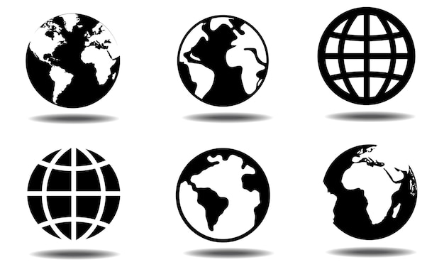 Earth Globe Icons worldmap Carte du monde illustration vectorielle