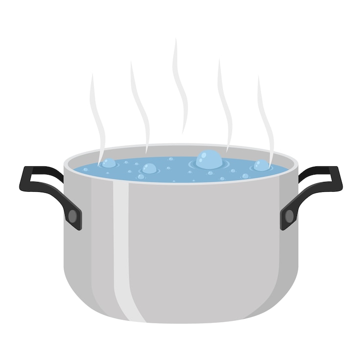 Eau bouillie pour la soupe en pot