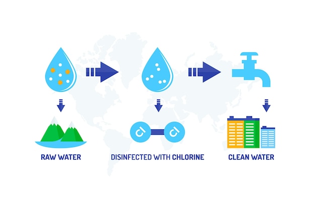 Vecteur eau brute désinfectée au chlore