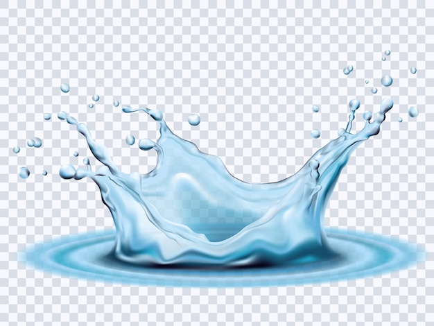 Eau éclaboussant sur fond transparent.