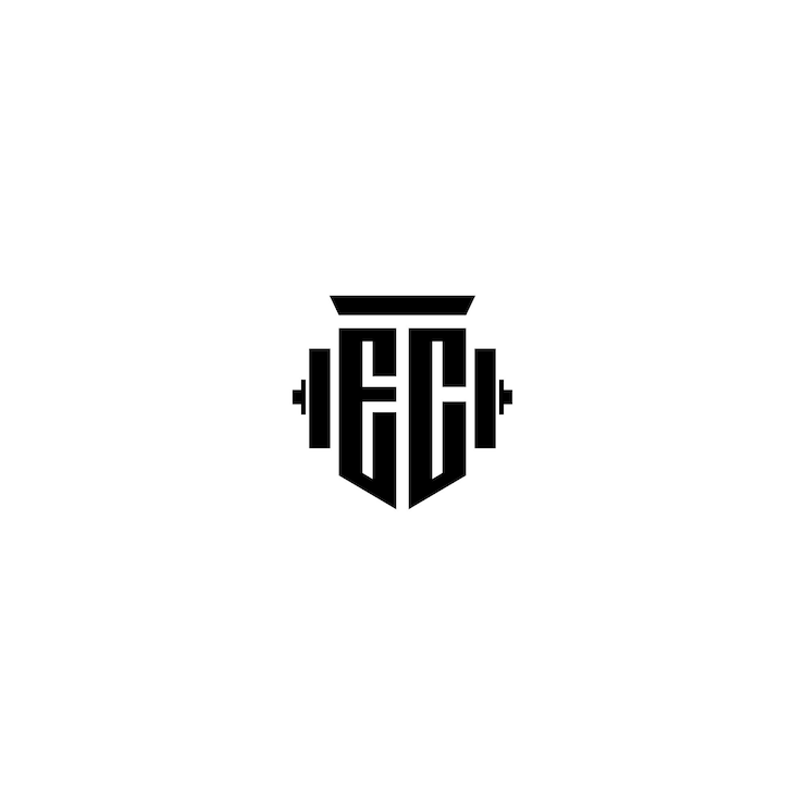 Vecteur ec monogramme logo design lettre texte nom symbole monochrome logo alphabet caractère simple logo