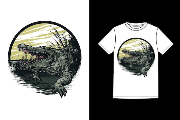 Échantillons De Conception De T-shirts Avec Illustration De Crocodile