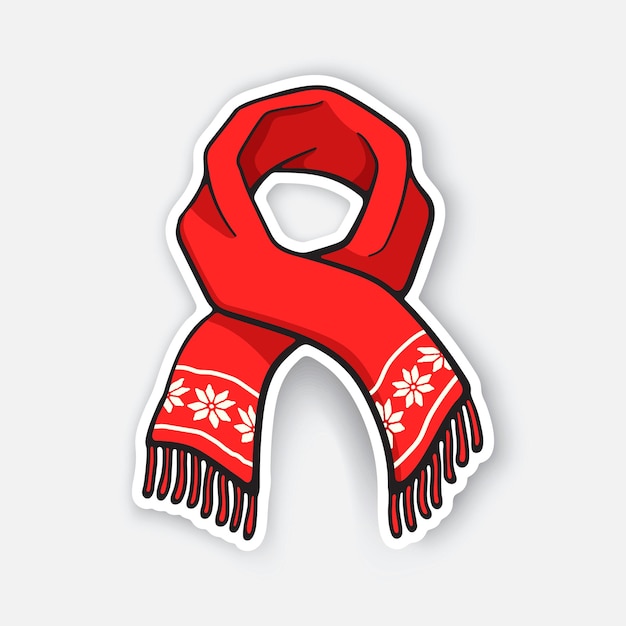 Écharpe D'hiver Rouge Avec Motif Flocon De Neige Accessoire De Noël Illustration Vectorielle