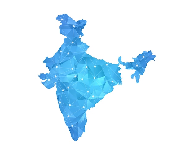 Échelles Polygonales Abstraites Sur Fond Sombre Avec Carte Du Vecteur De L'inde.