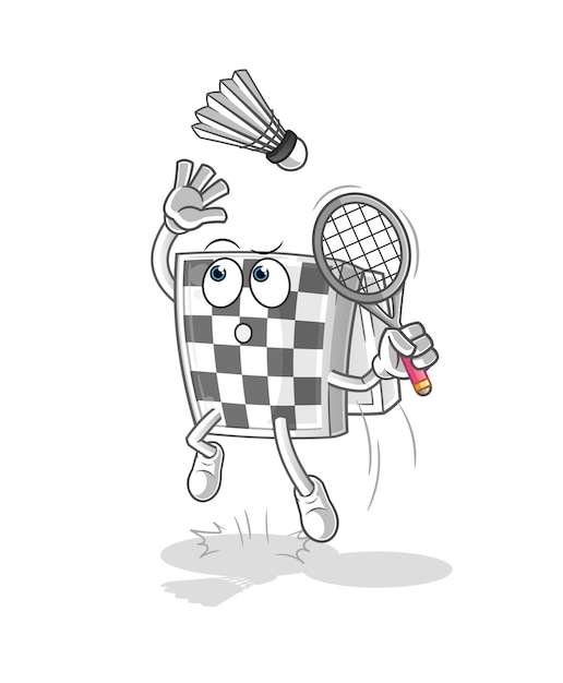 Échiquier Smash Au Vecteur De Mascotte De Dessin Animé De Dessin Animé De Badminton