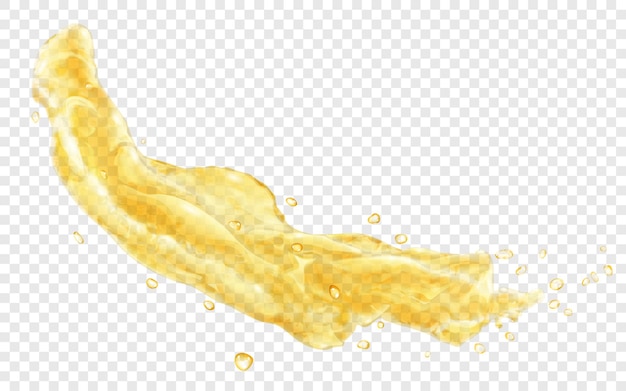Éclaboussure ou jet d'eau translucide avec des gouttes de couleurs jaunes, isolés sur fond transparent. Transparence uniquement en fichier vectoriel