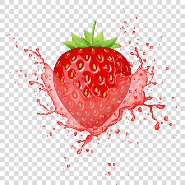Éclaboussure de jus de fraise. Fruit frais.