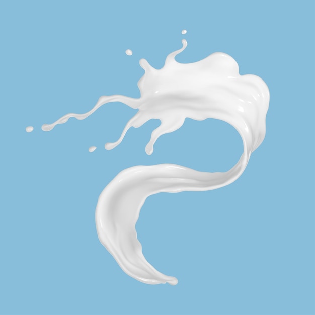 Éclaboussure De Lait Isolé Sur Fond Bleu Illustration Vectorielle Réaliste