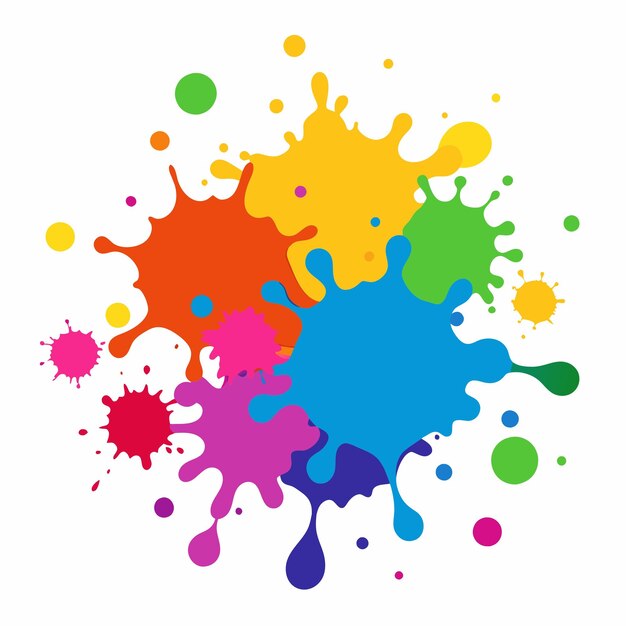 Éclaboussure de peinture Blobs éclat de peintures jeu coloré éclaboussures de peintures vectorielles isolées sur le blanc