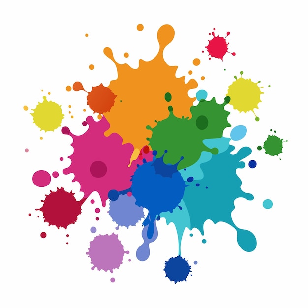 Éclaboussure de peinture Blobs éclat de peintures jeu coloré éclaboussures de peintures vectorielles isolées sur le blanc