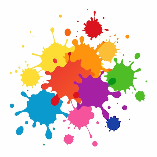 Éclaboussure de peinture Blobs éclat de peintures jeu coloré éclaboussures de peintures vectorielles isolées sur le blanc
