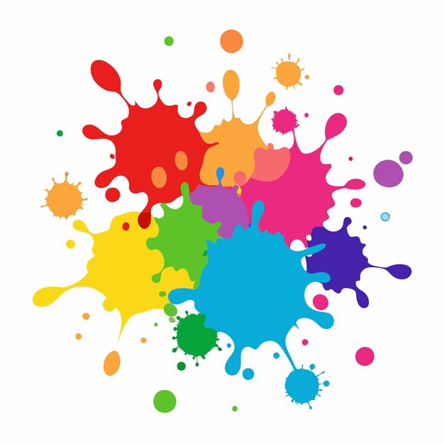 Éclaboussure de peinture Blobs éclat de peintures jeu coloré éclaboussures de peintures vectorielles isolées sur le blanc