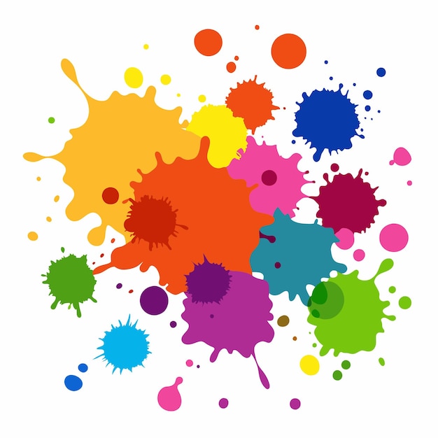 Éclaboussure de peinture Blobs éclat de peintures jeu coloré éclaboussures de peintures vectorielles isolées sur le blanc