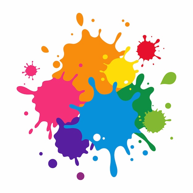 Éclaboussure de peinture Blobs éclat de peintures jeu coloré éclaboussures de peintures vectorielles isolées sur le blanc