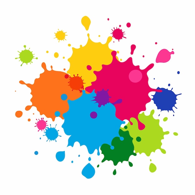 Éclaboussure de peinture Blobs éclat de peintures jeu coloré éclaboussures de peintures vectorielles isolées sur le blanc