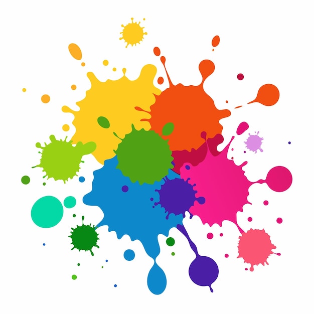 Éclaboussure de peinture Blobs éclat de peintures jeu coloré éclaboussures de peintures vectorielles isolées sur le blanc