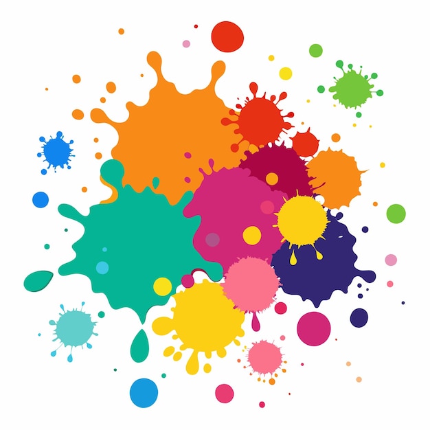 Éclaboussure de peinture Blobs éclat de peintures jeu coloré éclaboussures de peintures vectorielles isolées sur le blanc