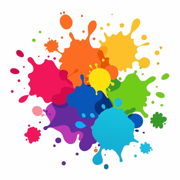 Éclaboussure de peinture Blobs éclat de peintures jeu coloré éclaboussures de peintures vectorielles isolées sur le blanc