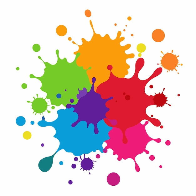 Éclaboussure de peinture Blobs éclat de peintures jeu coloré éclaboussures de peintures vectorielles isolées sur le blanc