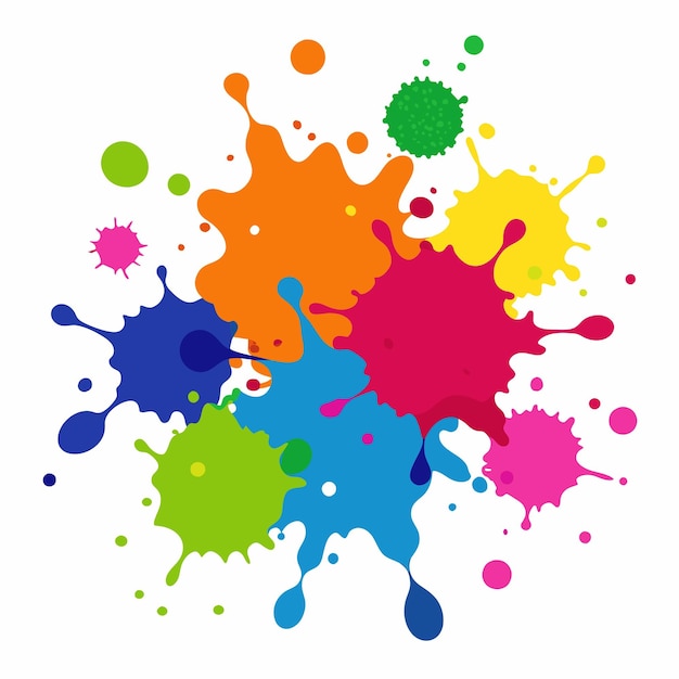 Éclaboussure de peinture Blobs éclat de peintures jeu coloré éclaboussures de peintures vectorielles isolées sur le blanc