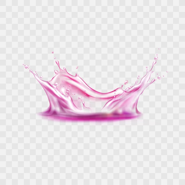 Éclaboussure réaliste de vecteur de jus ou d'eau rose