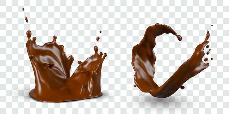 Vecteur des éclaboussures de chocolat réalistes de différents types de modèles vectoriels isolés