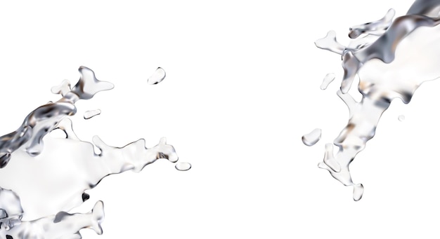 Des éclaboussures d'eau claire sur un fond blanc Illustration réaliste vectorielle