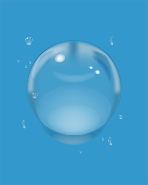 Des éclaboussures d'eau propres et respectueuses de l'environnement sous forme de grandes et de petites gouttesIllustration vectorielle