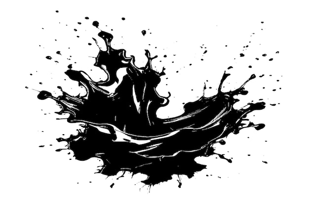 éclaboussures d'encre noire sur toile blanche illustration vectorielle monochrome texture de fond