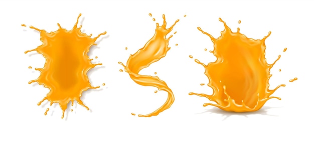 Des éclaboussures de jus d'agrumes illustrations vectorielles réalistes