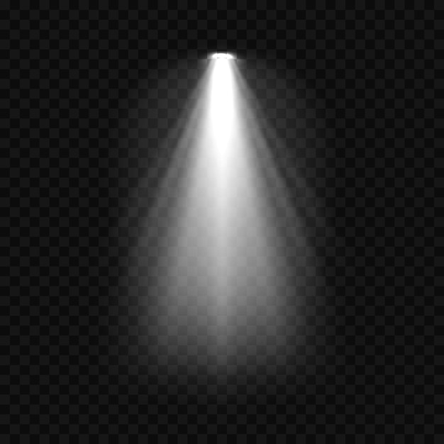 Éclairage blanc froid avec projecteur Effets d'éclairage de scène sur un fond transparent foncé Illustration vectorielle