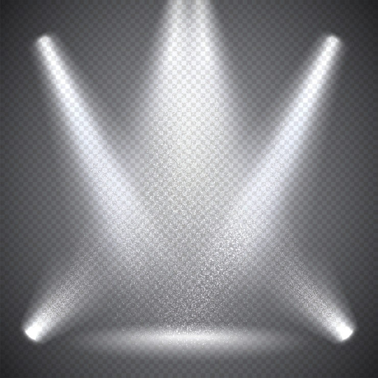 Vecteur éclairage de scène, effets transparents sur fond sombre.