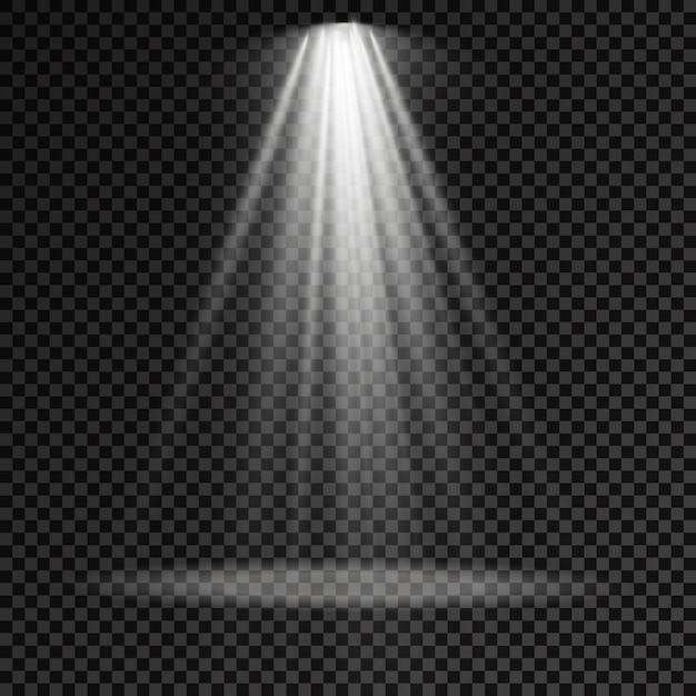 Vecteur l'éclairage de scène met en lumière des effets de lumière de projecteur de scène un éclairage blanc brillant avec un projecteur