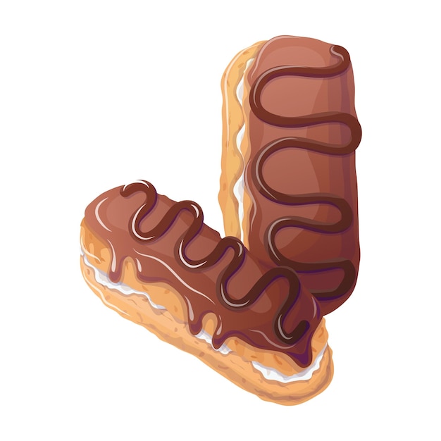 Vecteur Éclairs au chocolat dans le style des dessins animés illustration vectorielle pour la publicité du site web de l'affiche